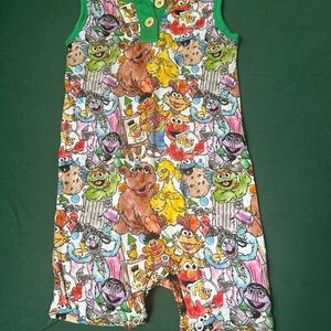 Colorful Bamboo Romper Sesame Street Character Romper